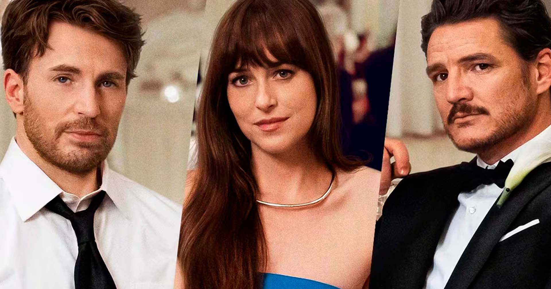 Dakota Johnson escolhe entre Pedro Pascal e Chris Evans no trailer de ‘Amores Materialistas’; veja