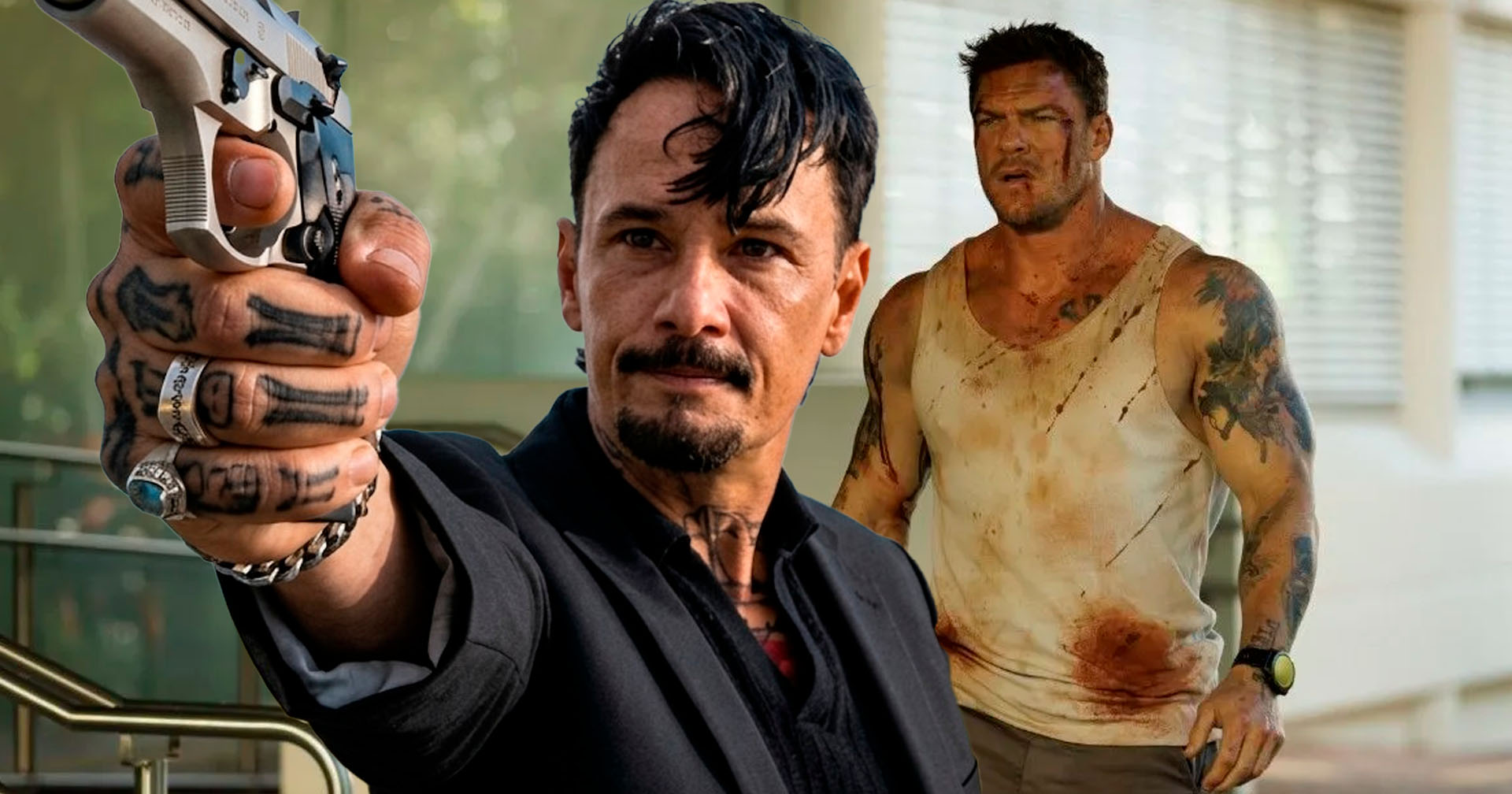 Físico de Alan Ritchson influenciou Rodrigo Santoro em 'Três Horas Para Viver': 'ele é enorme'