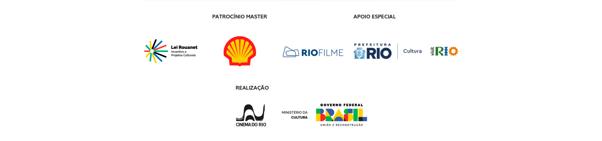 Patrocinadores, copatrocínios, apoios institucionais, de mídia e culturais, distribuição, promoção, realização