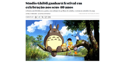 Studio Ghibli ganhará festival em celebração aos seus 40 anos