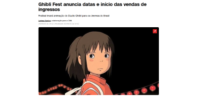Ghibli Fest anuncia datas e início das vendas de ingressos