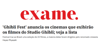 'Ghibli Fest' anuncia os cinemas que exibirão os filmes do Studio Ghibli; veja a lista