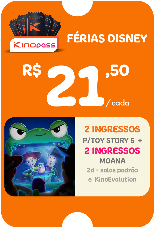 Kinopass Férias Disney – 4 (quatro) ingressos, R$ 21,50