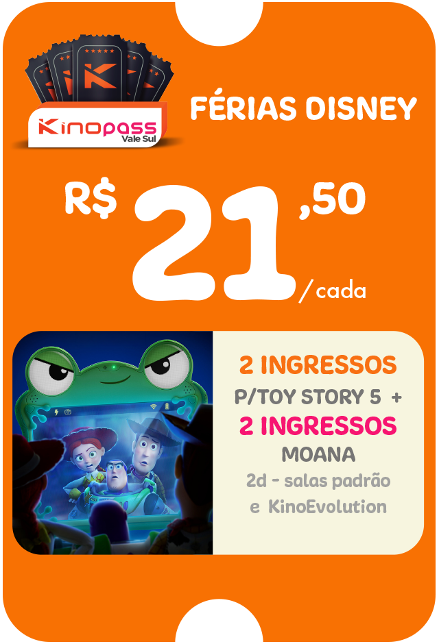 Kinopass Férias Disney – 4 (quatro) ingressos, R$ 21,50