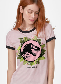 Imagem Camiseta Ringer Jurassic World Logo Floral
